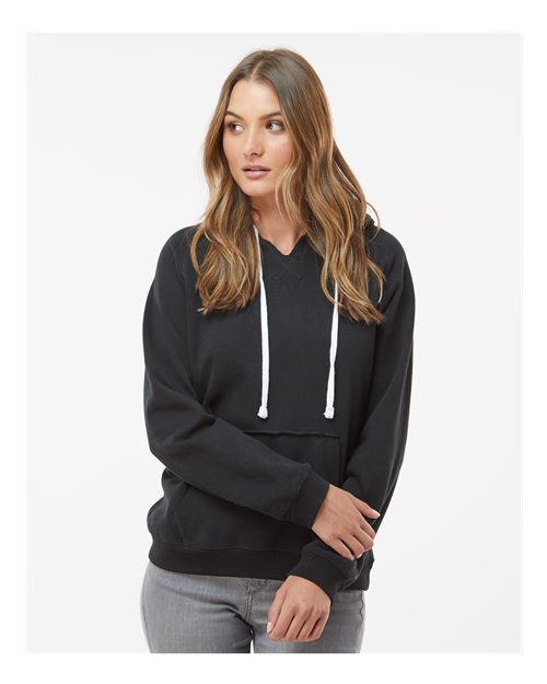 Women's Sueded V-Neck Hooded Sweatshirt