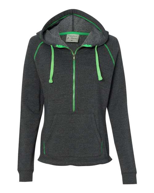 Women's Half-Zip Triblend Hooded Pullover Sweatshirt