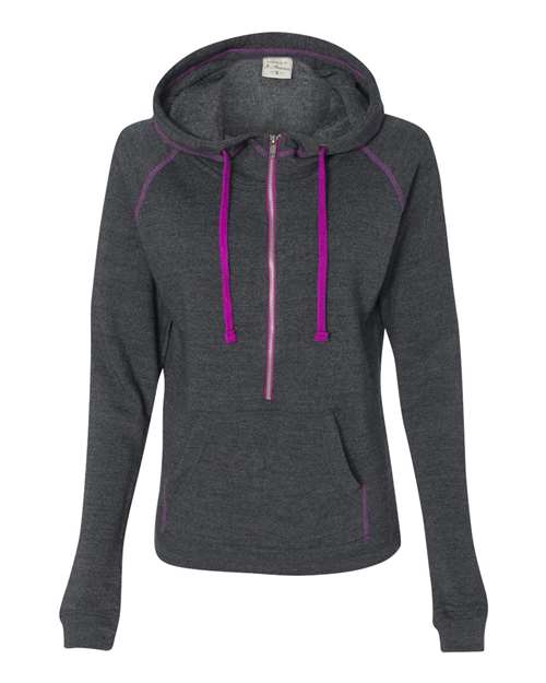 Women's Half-Zip Triblend Hooded Pullover Sweatshirt