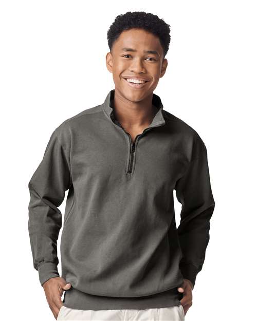 Garment-Dyed Quarter Zip Sweatshirt