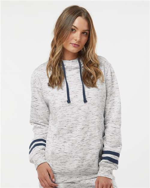 Women’s Mélange Fleece Striped-Sleeve Hooded Sweatshirt