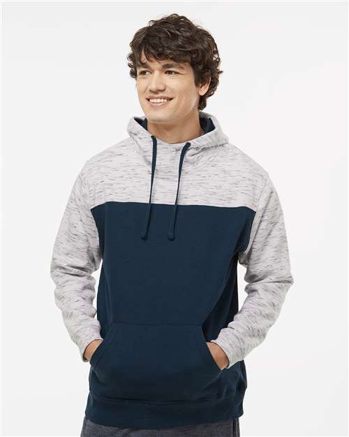 Mélange Fleece Colorblocked Hooded Sweatshirt
