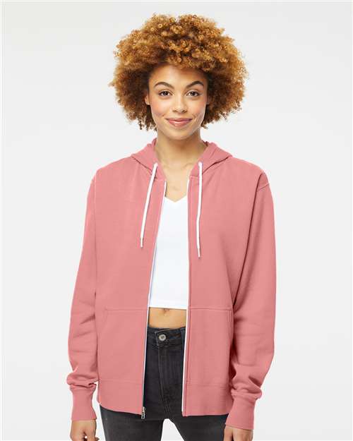 Lightweight Full-Zip Hooded Sweatshirt