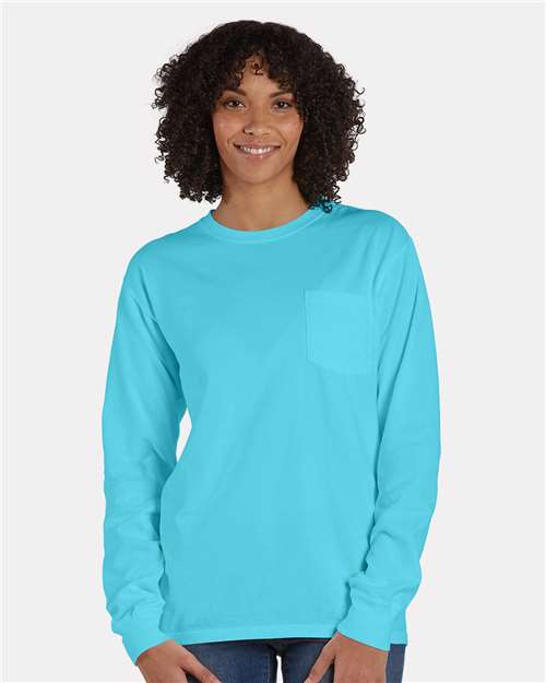 Garment-Dyed Long Sleeve T-Shirt With a Pocket
