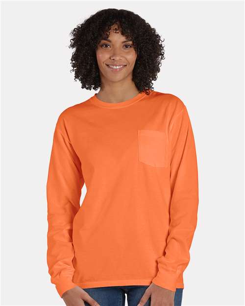 Garment-Dyed Long Sleeve T-Shirt With a Pocket
