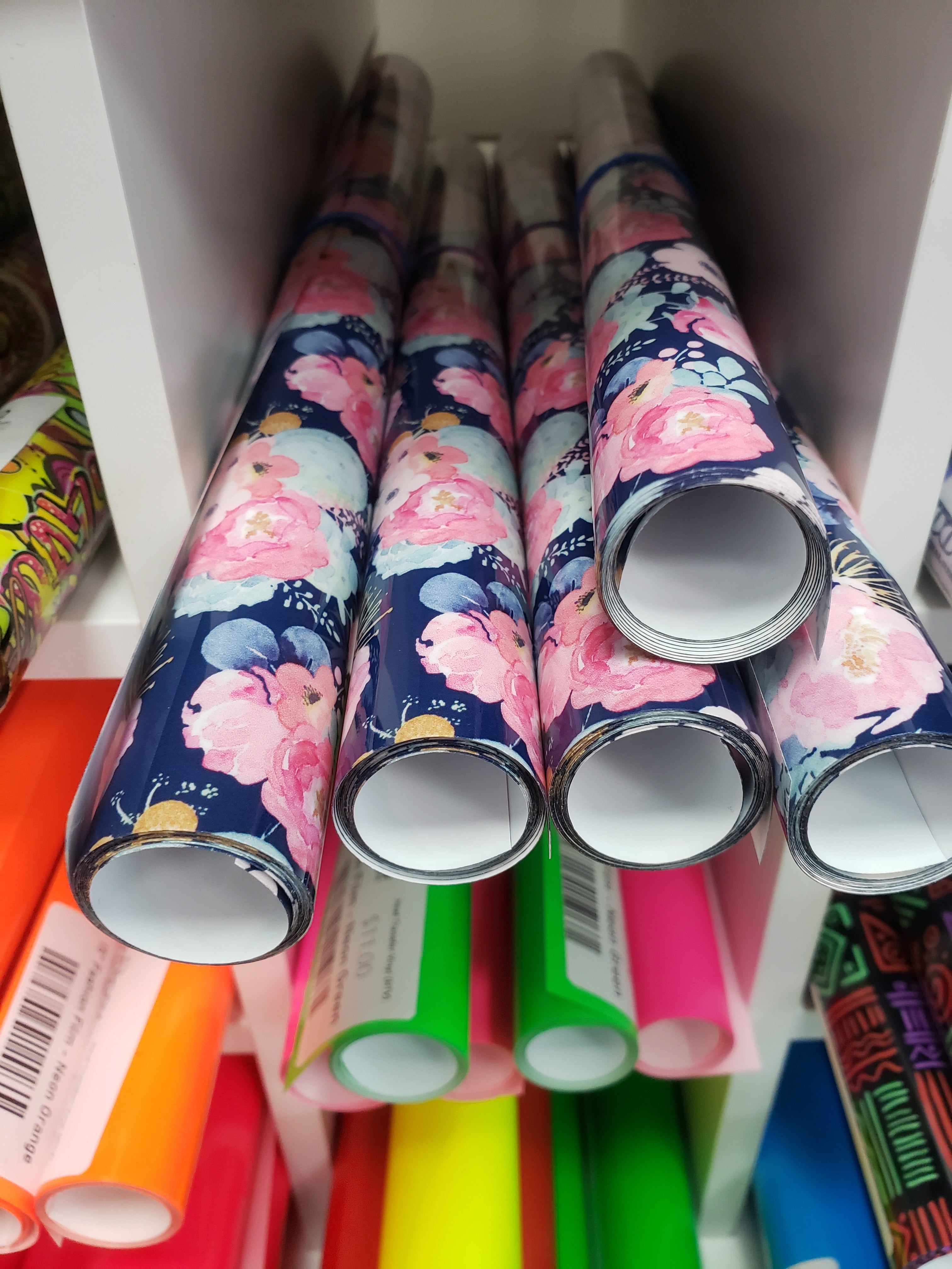 12"  Pastel Flowers Navy